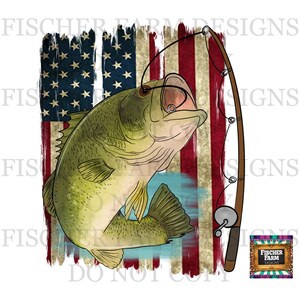 Vaderdag, 4 juli, Amerikaanse vlag, bas, vissen, onafhankelijkheidsdag, papa digitale download png jpeg