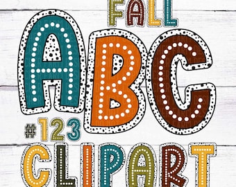 Fall Dalmatian Dots Letters Bundle, Autumn Colors, 6 Alpha Sets, Marquee Alphabet, polka dots, fall vibes, Halloween, pumpkin PNG files