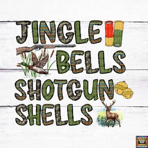 Jingle Bells Conchas de escopeta, Navidad, Ciervos, Caza, Patos, Campanas de Navidad Santa, Camuflaje, Árboles de Navidad, descarga digital png jpeg