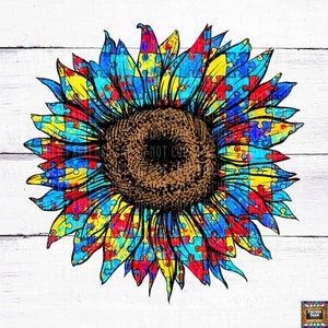 Autismo, Diseño de girasol, Aceptar Entender el amor, Mamá, El amor no necesita palabras, color, exterior, abril, azul, rompecabezas descarga digital png jpeg