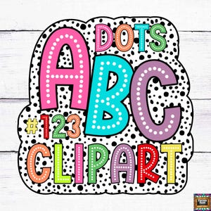 Pacote de letras de pontos do alfabeto, letras de letreiro, cores brilhantes, 8 conjuntos, letras de letreiro, pontos dálmatas, nome personalizado, arquivos PNG digitais