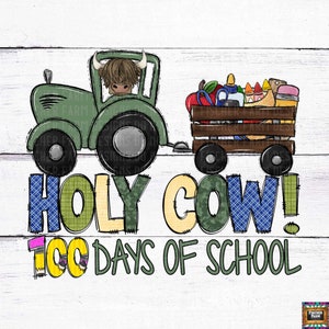 100 dias de escola, vacas, trator, Moo, professor, maçãs, lápis, giz de cera, leopardo, fazenda, ônibus, ensino, educação download digital png jpeg
