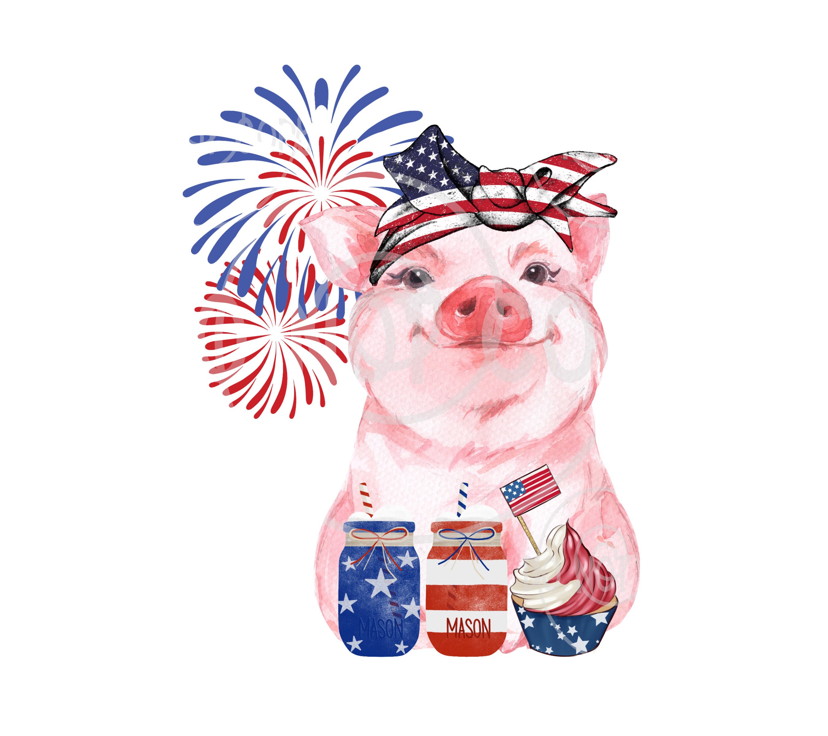 4th Of July American Pig Digital Download Png Jpeg Etsy
