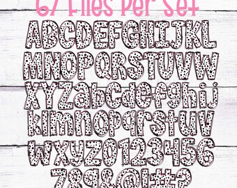 Dalmatian Spots Doodle Alpha, Cute Alphabet, Spotty Alpha, Dotted