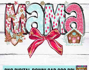 Christmas Mama Coquette, Gingerbread, Mama Claus, Christmas Tree, coquette bow, Candy Cane Santa, Cookies, Cakes, Peppermint, hot cocoa, PNG