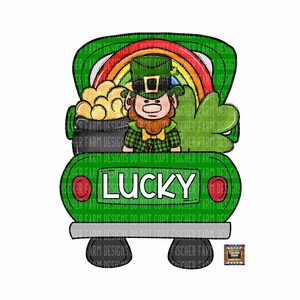 St. Patrick&#39;s Day, Lucky, Truck, Rainbow, Gold, 4 Leaf Clover, shamrock, pinch, leprechaun, St Patty&#39;s Day, luck digital download png jpeg
