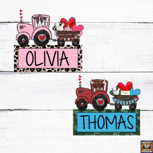 Saint-Valentin, Garçon, Fille, Nom personnalisé Valentine Tractor, Personnalisé, ajouter un nom, Garçon, fille correspondant à des designs, sublimation, numérique