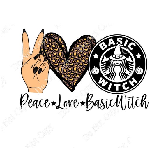 Peace love basic witch sublimation design PNG download Peace love witches sublimation download Peace love halloween Peace love witch png
