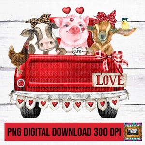 Valentinstag, Kuh, Herzen, lustig, Ziege, Schwein, Huhn, Scheune, Liebe, Urlaub, Valentine, Amor Leopard digitaler Download png jpeg