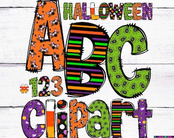 Halloween Doodle letters, Clipart, Customize your own Name, Doodle Alpha Bundle, Halloween Clipart Alphabet Doodle Set, Spooky, Fall, Ghosts