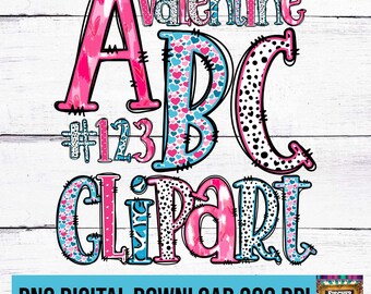 Valentine's Doodle Alpha PNG Bundle Set, Valentine, Doodle Letters, Heart, Hearts, Dots, Letter, Doodles, Font, Trendy, Love, Be Mine, Kiss