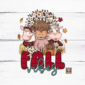 Vibes d'automne, vaches mignonnes, léopard, citrouilles, tournesols, arbres d'automne, turquoise, feuilles, plaid, animaux de la ferme, téléchargement numérique png jpeg