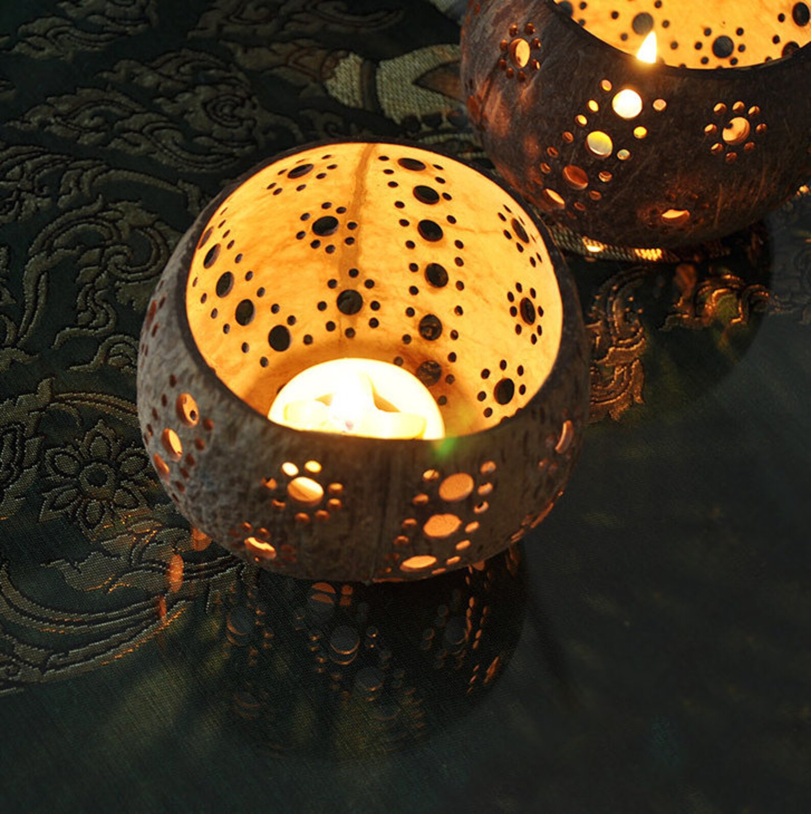 Handcrafted Coconut Shell Candle Holder Etsy