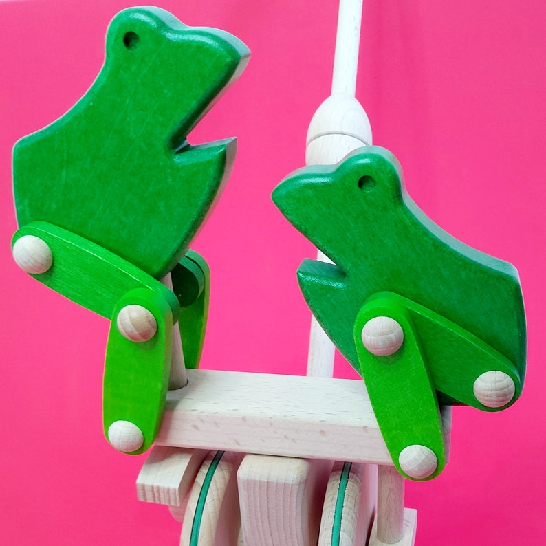 Push Along FSC Wooden Jumping Frogs Toy Eco Friendly Baby Etsy UK