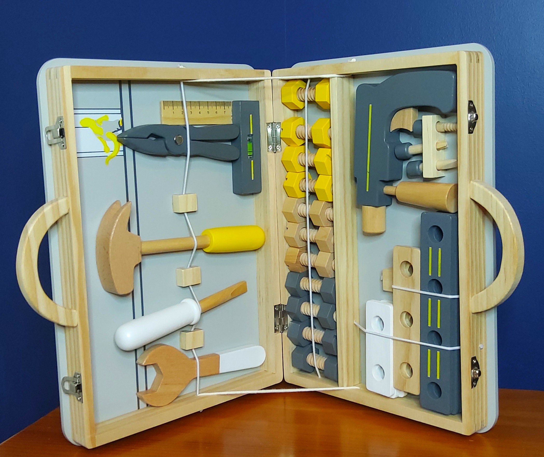 Children's Wooden Toy Tool Box Set Including Tools and Etsy UK