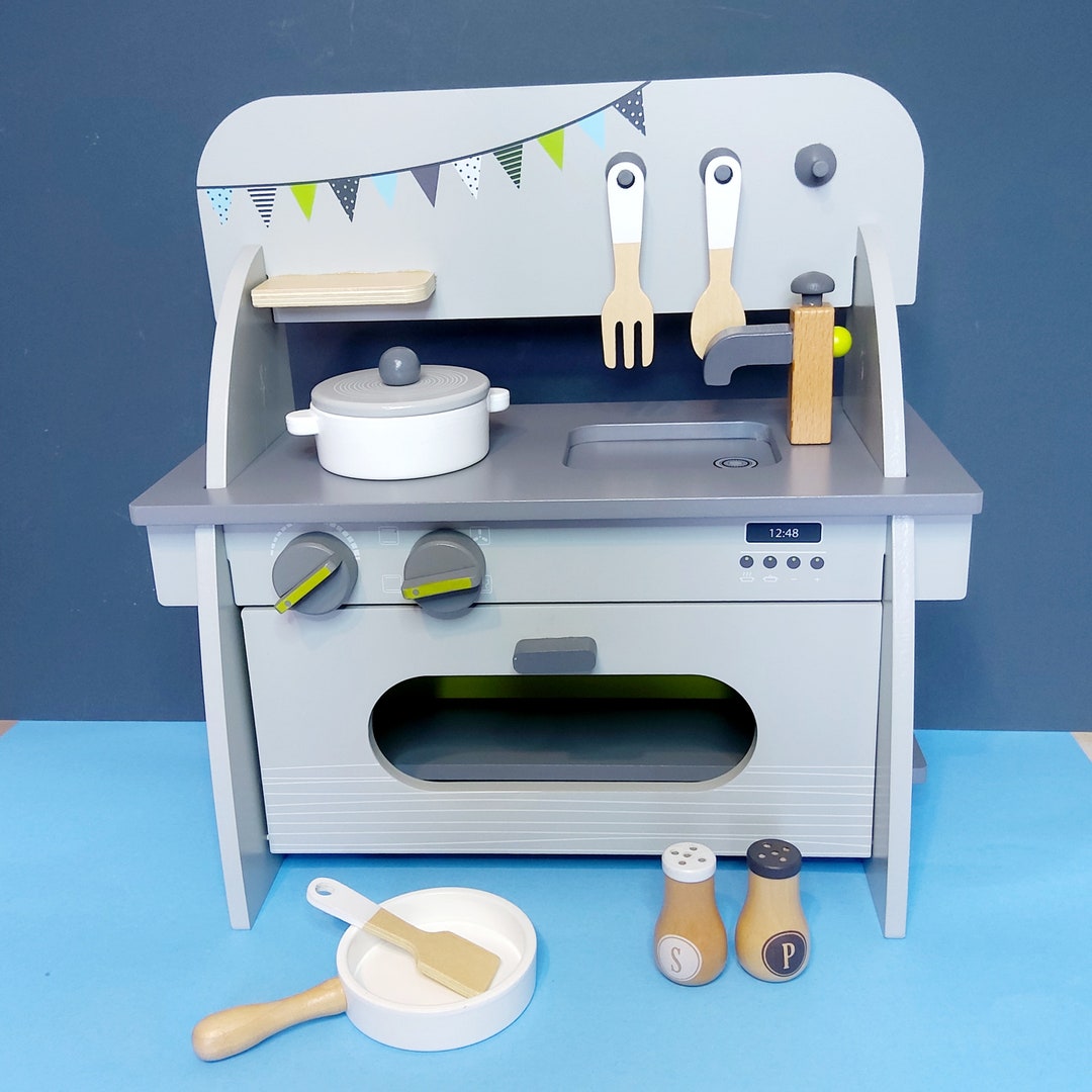 Wooden Role Play Toy Kitchen, Compact Play Kitchen, Montessori Nursery