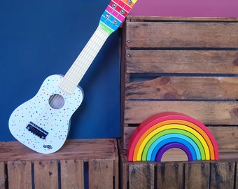 Children's Wooden Guitar, Rainbow Musical Instruments, Best Christmas Gift for Kids, 100% CE Certified, wooden musical toy for children