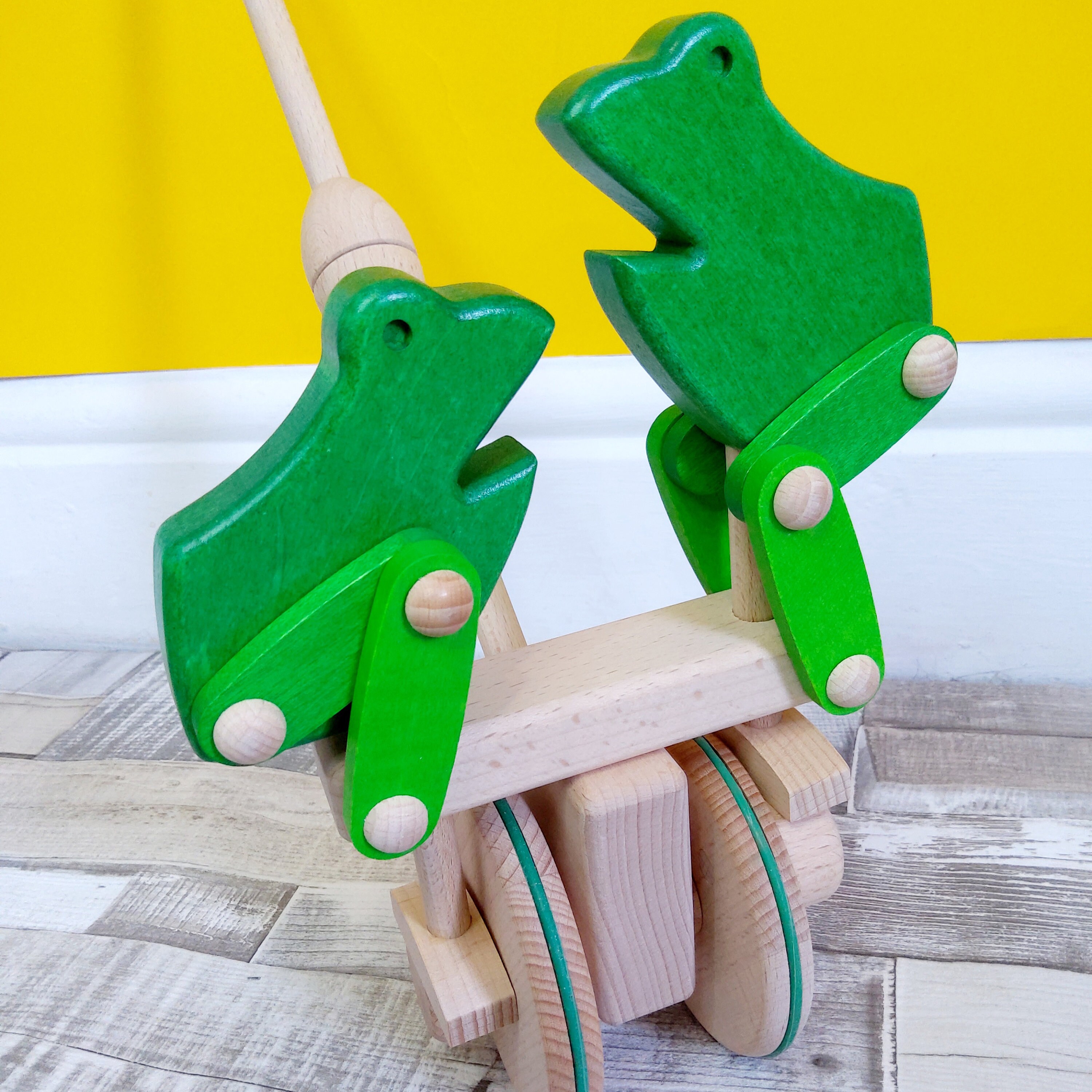 Push Along FSC Wooden Jumping Frogs Toy Eco Friendly Baby Etsy UK