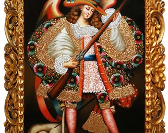 Cusco School Painting Sacred Family Original religious painting oil on canvas Holy Family Colonial Cuzco painting