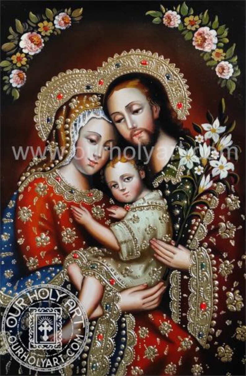 Holy Family, Sacred Family, Original Oil painting, Catholic hand-painted wall art, Holy art, Catholic art, Framed Catholic wall art Unframed (rolled)