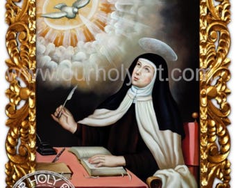 Saint Teresa of Avila, Original oil painting, Hand-painted Catholic painting, Catholic Art, Catholic Saints, Religious wall art, Framed Art
