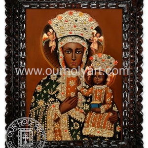 Our Lady of Częstochowa, Black Madonna of Częstochowa, Black Madonna, Oil painting, Hand painted, Wall art, Sacred art, Holy art, Holy icon