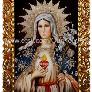 Immaculate Heart of Mary - Immaculate Heart - Virgin Mary - Original oil painting - Holy Art - Religious Painting - Religious Art - Icon
