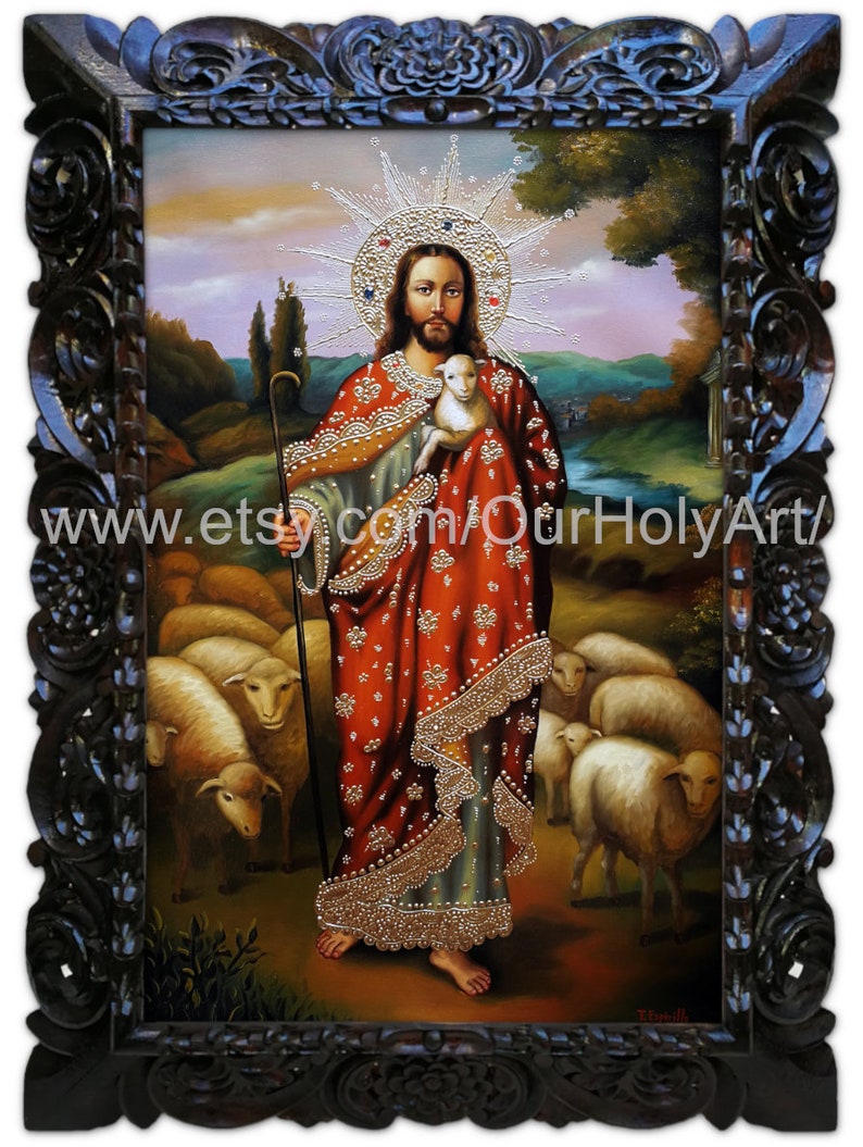 The Good Shepherd Jesus Good Shepherd Jesus Painting Etsy