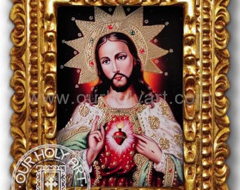 Sacred Heart of Jesus, Sacred Heart, Original Painting, Hand-painted, Holy art, Sacred art, Jesus painting, Catholic art, Catholic gift