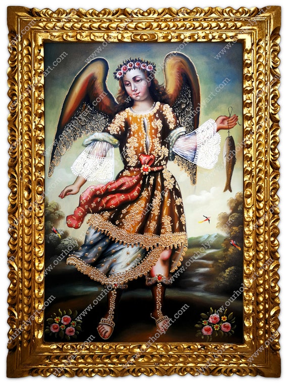 絵画　ラファエル Saint Raphael - Archangel Raphael - St Raphael angel - Oil