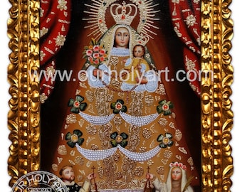 Our Lady of the Rosary, Virgin of the Rosary, Virgin with Child, Madonna, Oil Painting, Hand painted, Holy art, Holy Icon, Gift, Handmade