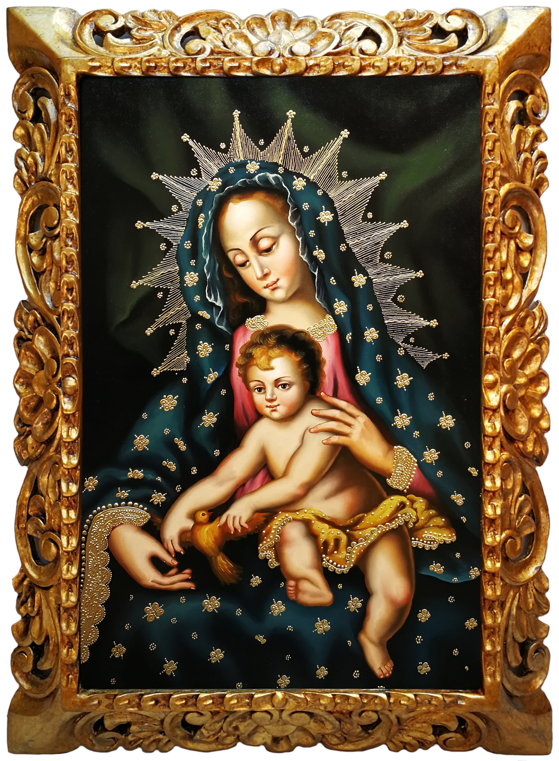 Cusco School Painting Sacred Family Original religious painting oil on canvas Holy Family Colonial Cuzco painting