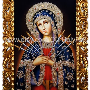 Our Lady of Sorrows - The Dolorosa - Virgin of Sorrows - Seven Sorrows - Mater Dolorosa - Oil Painting - Hand painted - Holy art - Holy icon