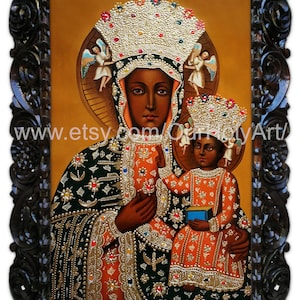 Virgin of Czestochowa - Our Lady of Czestochowa - Black Madonna of Częstochowa - Black Madonna - Black Virgin - Original Oil Painting - Icon