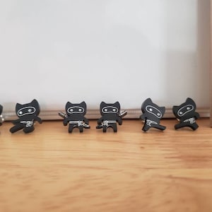 Ninja cat stud earrings (set of 3) & Pins