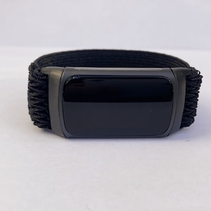 Elastic Fitbit charge 6 and charge 5 bands Handmade Customized Boho hippie style New Pattern Elastic watch band Black