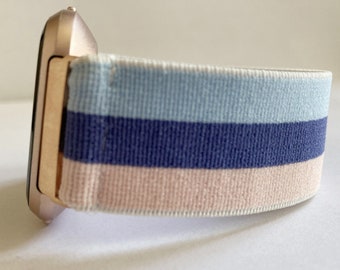 Elastic Fitbit Versa 1 / 2 and Lite watch band Fitbit Versa bands  -  blue pink navy blue Stripe boho style