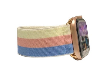 Apple Watch band 38mm 40mm 41mm 42mm 44mm 45mm 49mm for Apple Watch All Models 1 - 10, SE, Ultra stripe Blue white pink