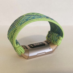 Fitbit charge 6 / 5 / 4 /3 / 2  watch band charge 6 Elastic watch band Handmade Customized Boho hippie style green