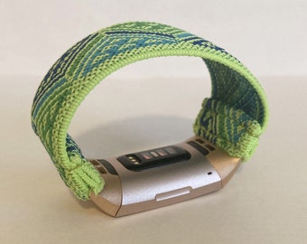 Fitbit Charge 6 / 5 / 4 / 3 / 2 Uhrenarmband Charge 6 Elastisches Uhrenarmband Handgemacht Angefertigt Angefertigt Boho Hippie Style grün