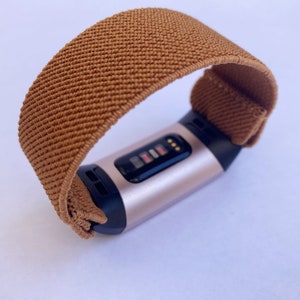 Fitbit charge 6 / 5 / 4 /3 / 2 bands charge 6 Handmade Customized Boho hippie style New Pattern brown Elastic watch band