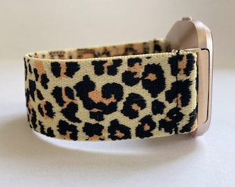 Elastic Fitbit Versa 4 / 3 / 2 / 1 watch band for Fitbit Versa 1 / 2 and Lite Fitbit sense -  Boho hippie beach Leopard Print Cheetah