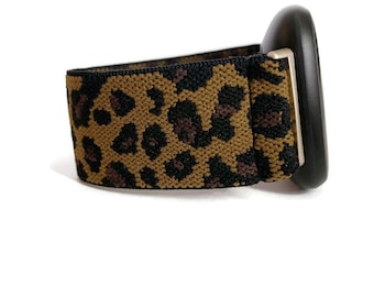 Fitbit Versa 4/ 3 / 2 /1  Fitbit Sense watch band Elastic watch band for Fitbit Versa 4 and Fitbit Sense 2 brown leopard print