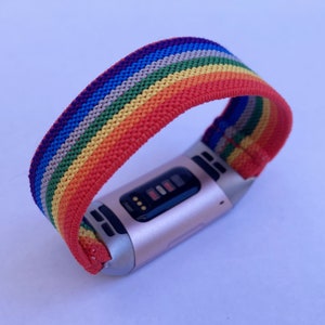 Elastic Fitbit charge 6 / 5 / 4 /3 / 2 bands charge 6 Handmade Customized Boho hippie style  Elastic Watch Band New Pattern rainbow