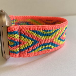 Elastic watch band fore Fitbit Versa 4 /3 /2 /1 Elastic watch band Fitbit sense  and Lite -  blue pink yellow boho style watch strap