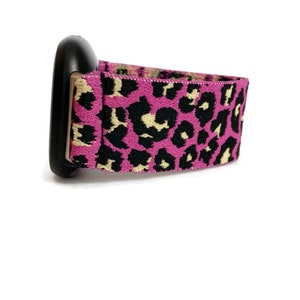 Fitbit Versa 3 / 4 / 2 /1  Fitbit Sense watch band Elastic watch band for Fitbit Versa 4 and Fitbit Sense 2 pink leopard print