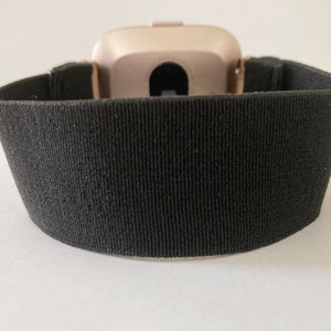 Elastic Fitbit Versa 1 ,2 and Lite watch band - New style handmade elastic band for iwatch Black bands image 3