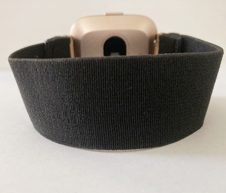 Elastic Fitbit Versa 1 ,2 and Lite watch band - New style handmade elastic band for iwatch Black bands image 3