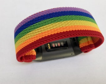 Elastic Fitbit charge 5/6 and charge 6 horlogebanden Handgemaakte aangepaste boho-hippie Regenboog nieuwe stijl