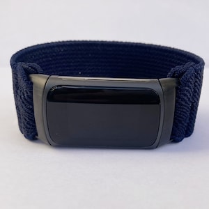 Elastic Fitbit charge 6 bands and charge 5 Handmade Customized Boho hippie style New Pattern elastic band blue